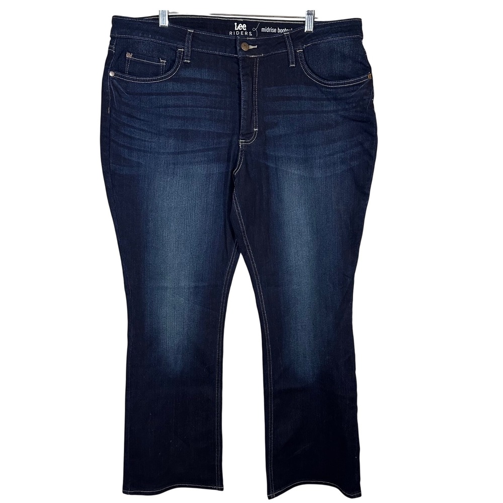 Lee Riders Women's Midrise Bootcut Jeans Dark Wash Denim Size 18M Stretch